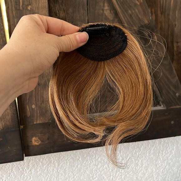 100% Real Human Hair Clip on Wispy Front Bangs Fringe Hairpiece, Topper - Picture 6 of 15